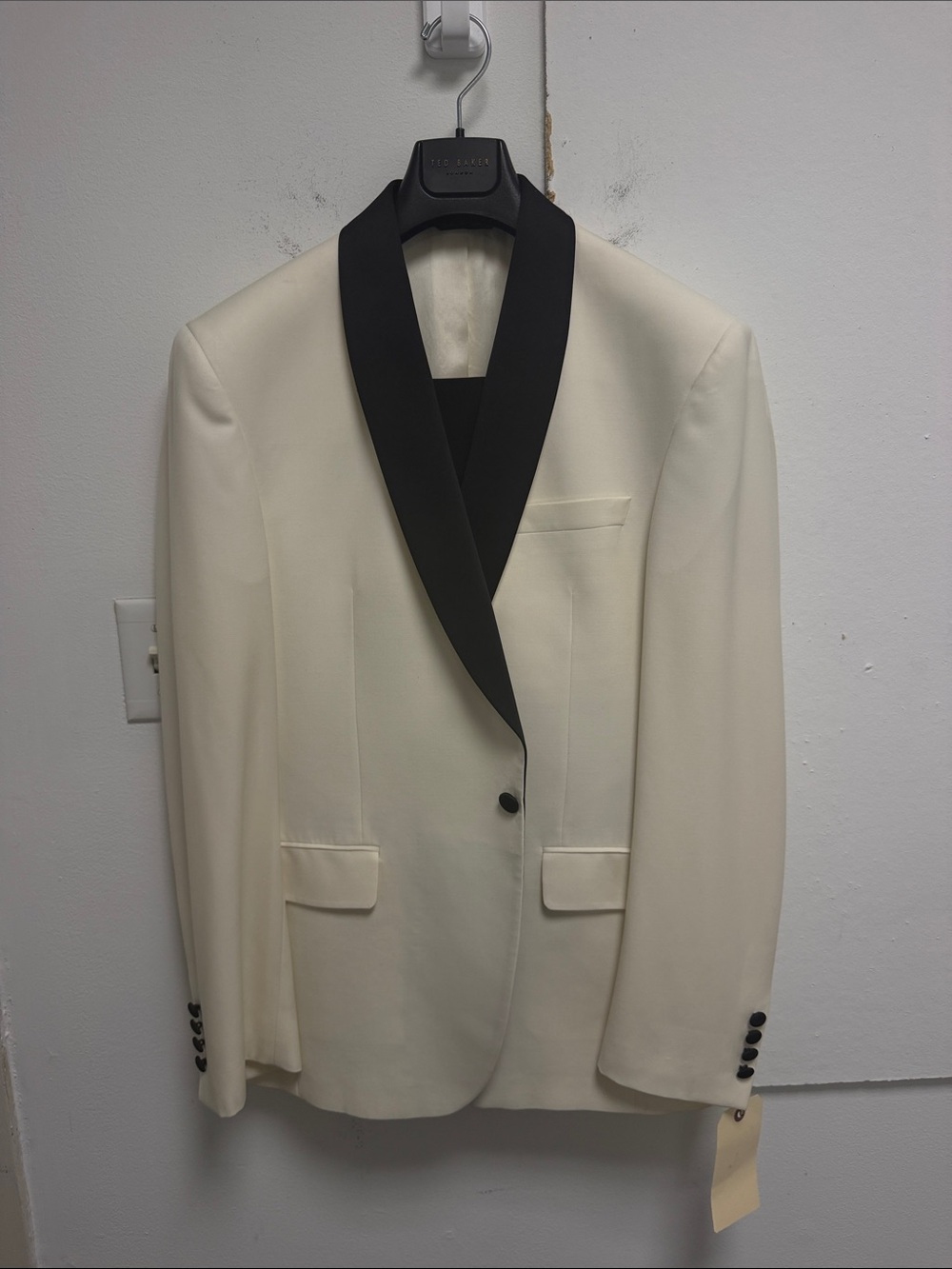 Ted Baker London Cream Tuxedo Jacket with Black Shawl Lapel